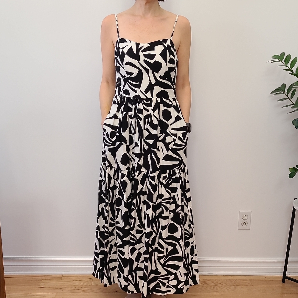 Christian Lacroix Linen Black and White Maxi Dress